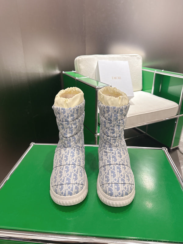 Dior 2025 Frost Ankle Boot Blue White Frabic Calfskin Wool 507566