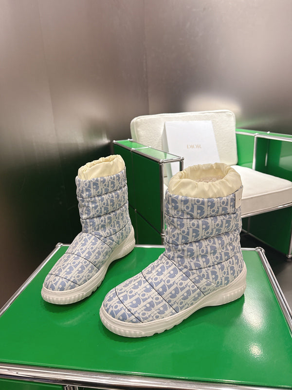Dior 2025 Frost Ankle Boot Blue White Frabic Calfskin Wool 507566