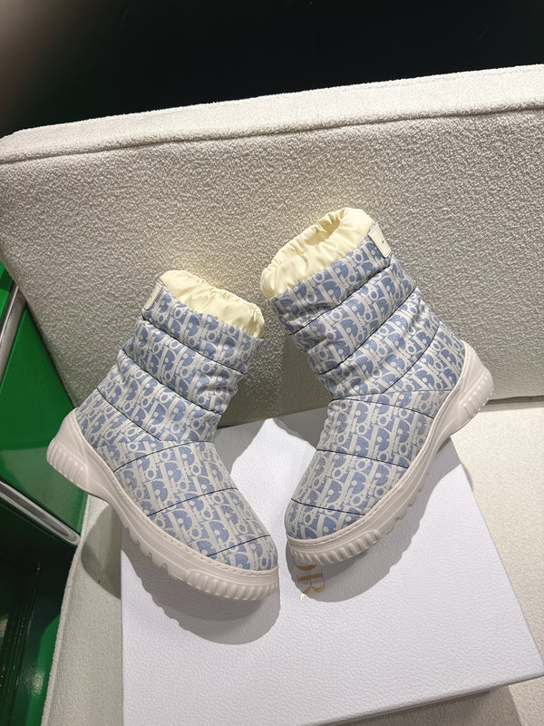 Dior 2025 Frost Ankle Boot Blue White Frabic Calfskin Wool 507566