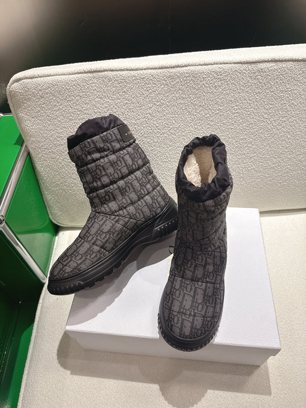 Dior 2025 Frost Ankle Boot Black Gray Frabic Calfskin Wool 507567