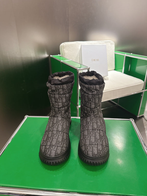 Dior 2025 Frost Ankle Boot Black Gray Frabic Calfskin Wool 507567