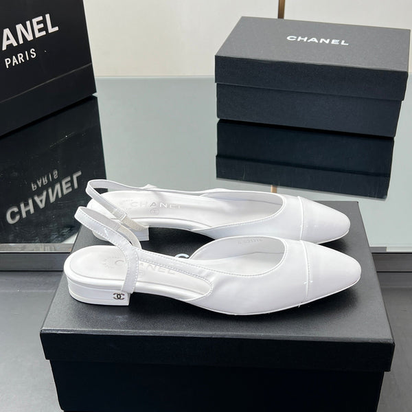 CC Slingback 2.5cm White Glossy Leather