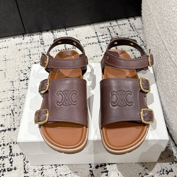 CELINE 25C Dad Sandal Mule Hickory Brown Cowhide 232352