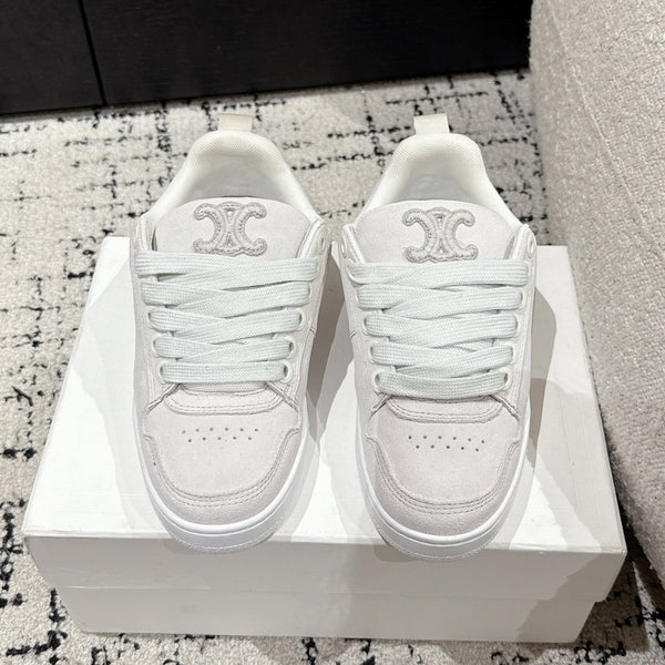 CELINE 25C Huntington Low Top Sneaker White Suede 232344