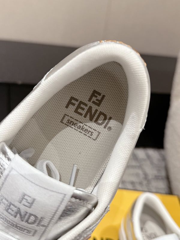 Fendi Match Trainers Sliver Leather 679603