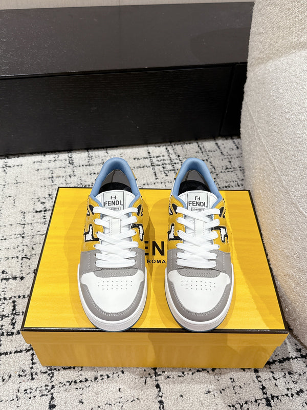 Fendi Match Trainers Grey Yellow Leather 679607