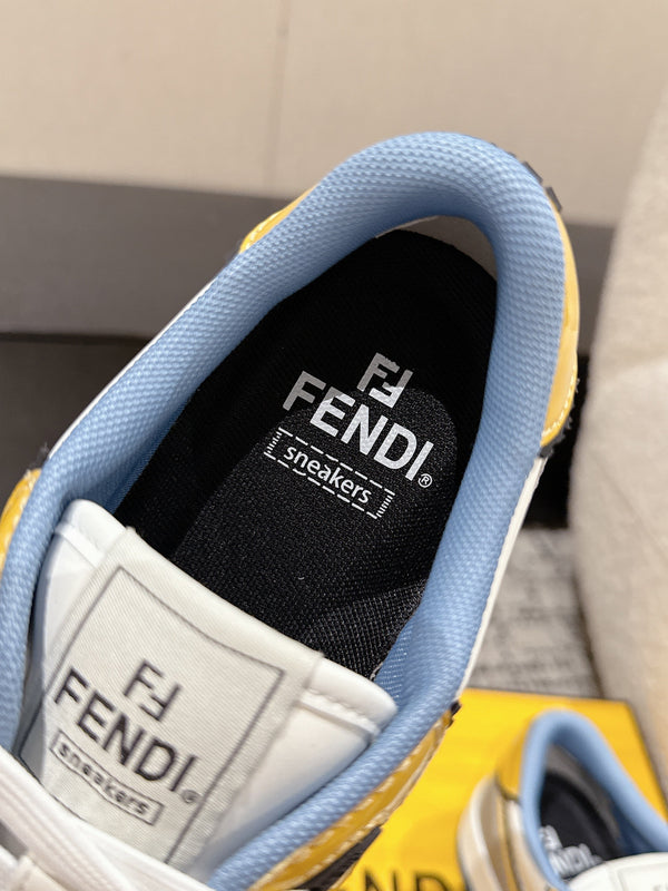 Fendi Match Trainers Grey Yellow Leather 679607
