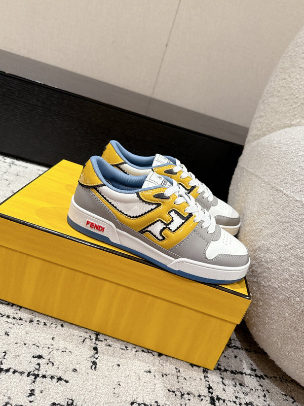 Fendi Match Trainers Grey Yellow Leather 679607