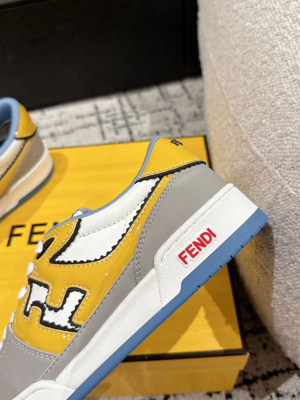 Fendi Match Trainers Grey Yellow Leather 679607