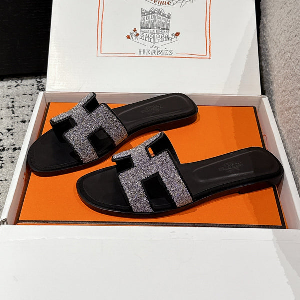 Sandalo HM 25 Oran Glitter in pelle di vitello nera