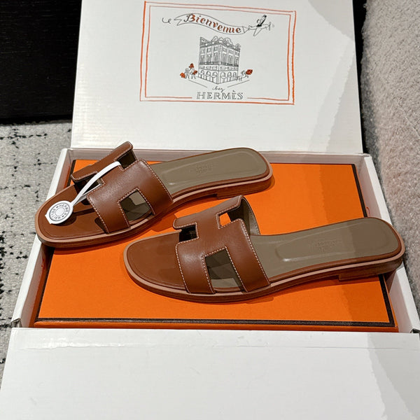 HMS 25 Oran Sandal Dark Brown Etoupe Calfskin