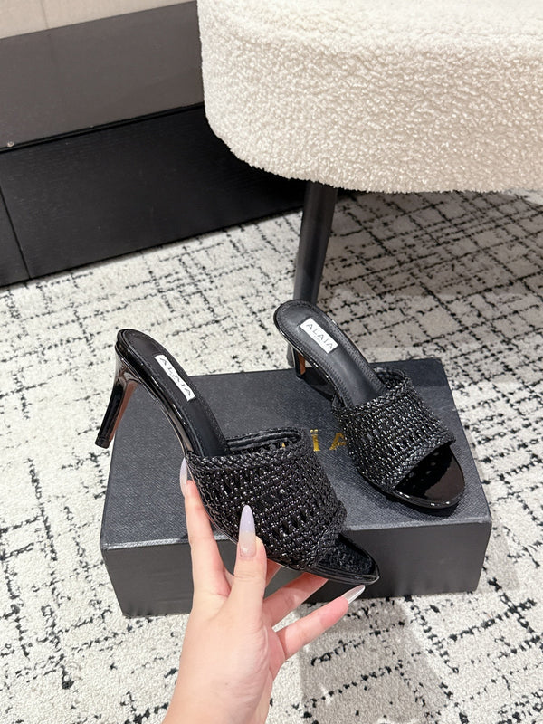 ALAIA Muller high-heeled black woven leather