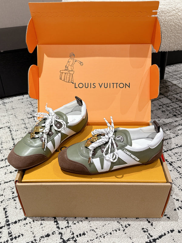 LV Sneakerina ballet-style sneaker green brown cowhide 383383