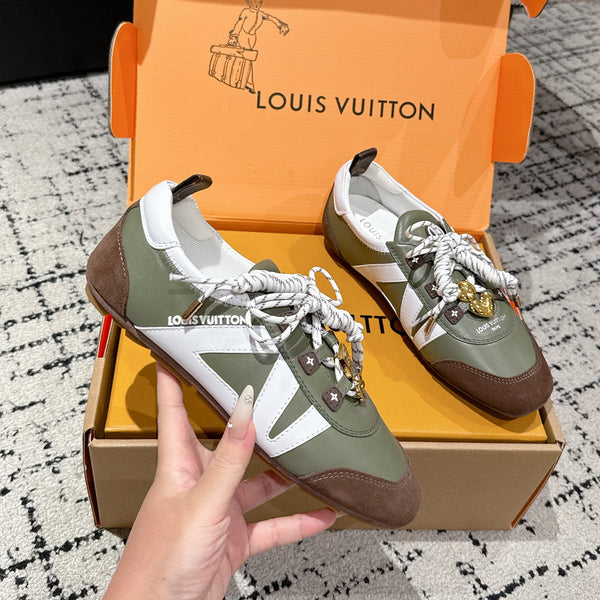 LV Sneakerina ballet-style sneaker green brown cowhide 383383