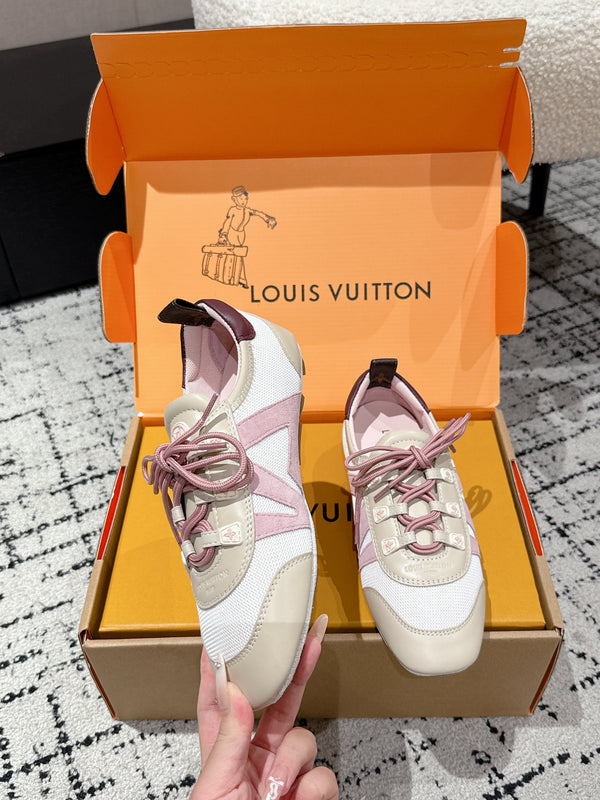 LV Sneakerina ballet-style sneaker pink beige cowhide 383387
