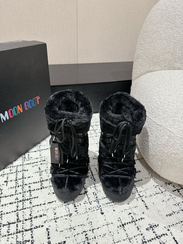 Moon Boot Icon Faux Fur Boots Black Shearing 541980