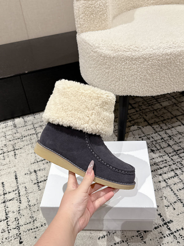 Chloe Snow Boots Gray Suede Wool 514336