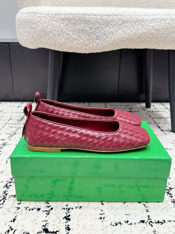 BV Charlotte Ballet Flat Burgundy Woven Leather 769997