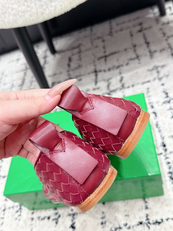 BV Charlotte Ballet Flat Burgundy Woven Leather 769997