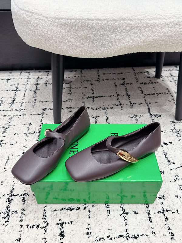BV Charlotte Mary Jane Flat Coffee Leather 770002