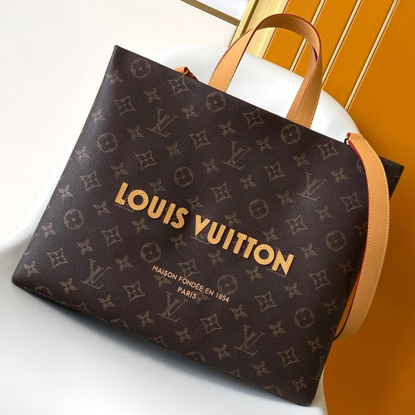 LV Shopper Tote MM 40cm Brown Monogram Canvas GHW