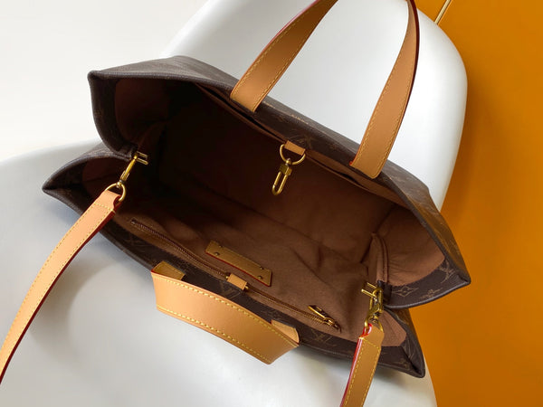 LV Shopper Tote MM 40cm Brown Monogram Canvas GHW