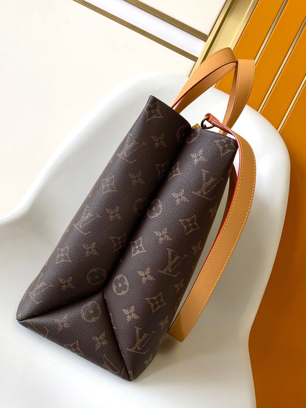LV Shopper Tote MM 40cm Brown Monogram Canvas GHW