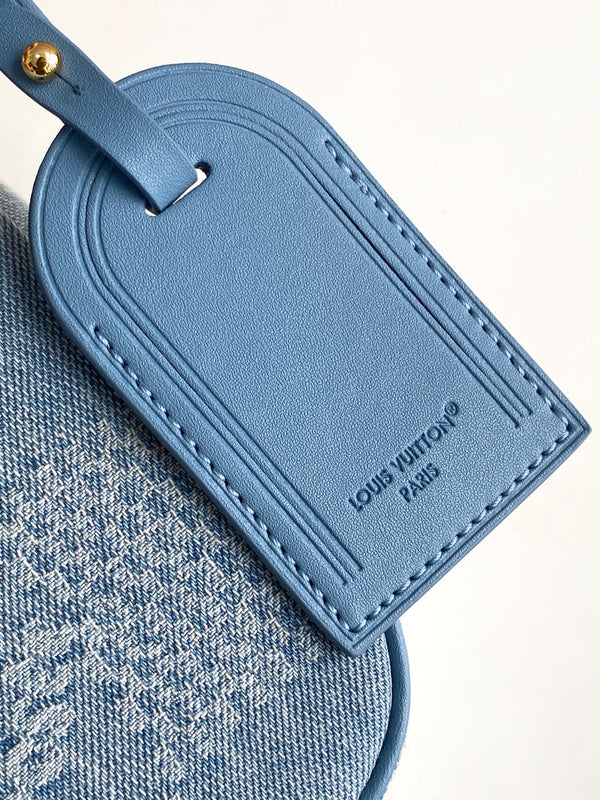 LV Pochette Accessories XL Denim Blue Cotton 3D Effect Damier Denim Pattern GHW