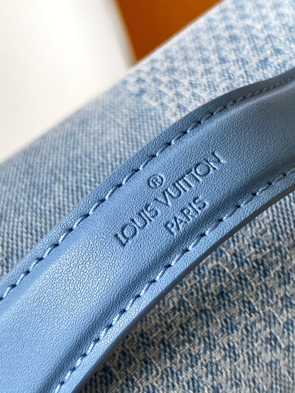 LV Rush Bumbag Denim Blue Cotton 3D Effect Damier Denim Pattern