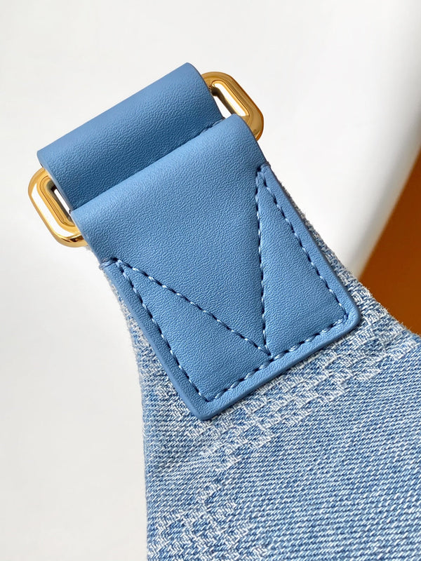 LV Rush Bumbag Denim Blue Cotton 3D Effect Damier Denim Pattern