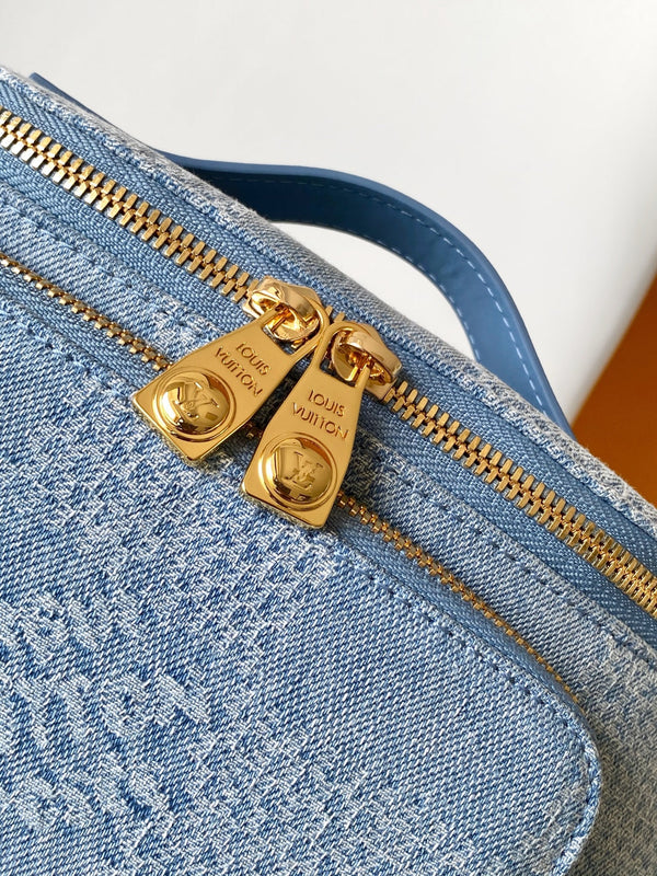 LV Rush Bumbag Denim Blue Cotton 3D Effect Damier Denim Pattern