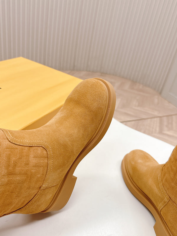 Fendi 25 High Boots Caramel Yellow Suede 500941