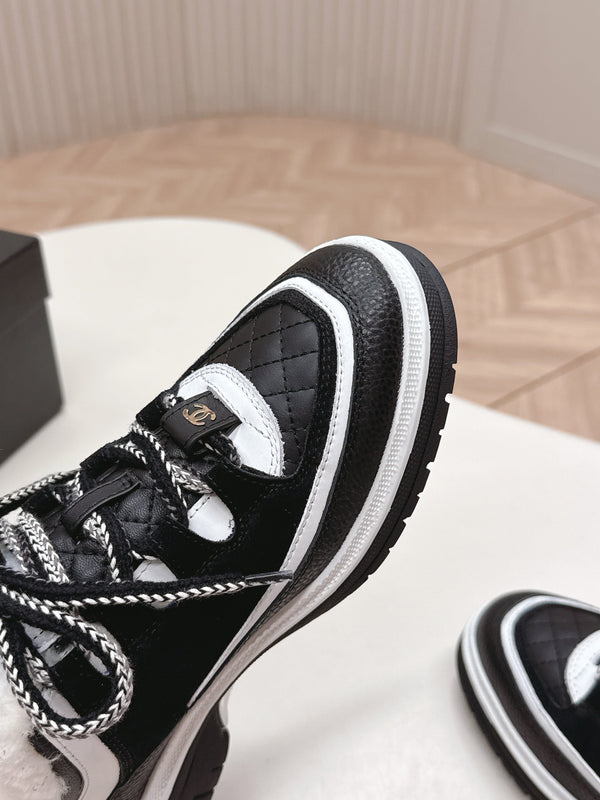 CC 25B Panda Sneakers Black White Fur Leather 542366