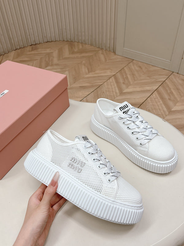 Miu Platform Sneakers White Mesh 798601
