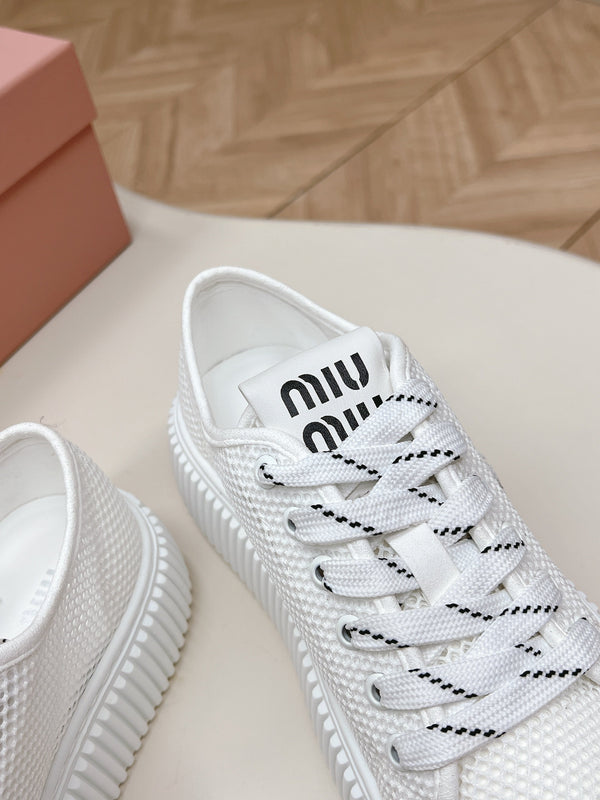 Miu Platform Sneakers White Mesh 798601