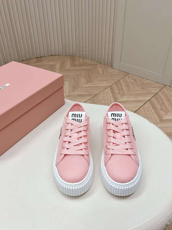 Miu Platform Sneakers Light Pink Mesh 798604