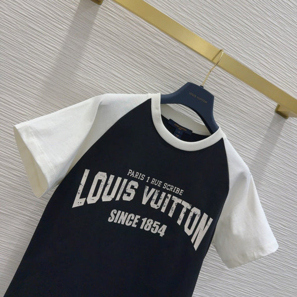LV 25 T-shirt Black White Cotton