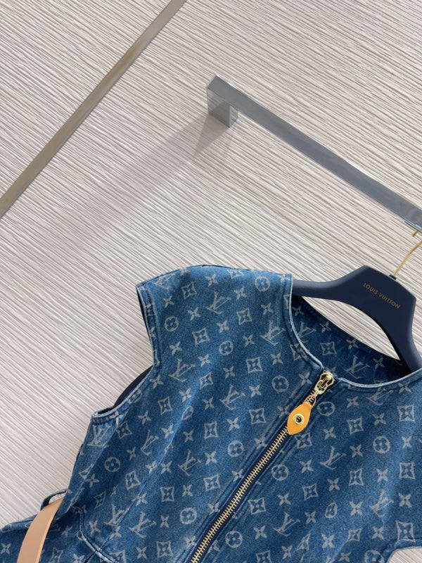 LV 25 News Denim Dress Blue Cotton