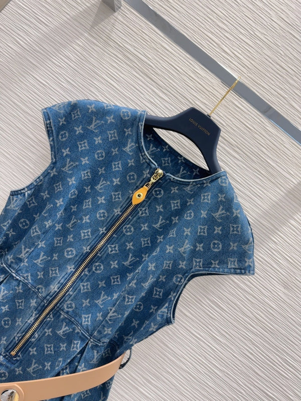 LV 25 News Denim Dress Blue Cotton