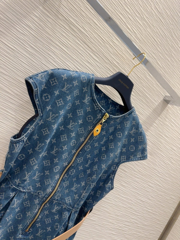 LV 25 News Denim Dress Blue Cotton