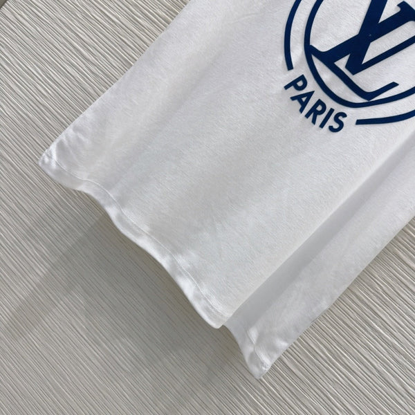 LV 25 News T-SHIRT White Blue Cotton