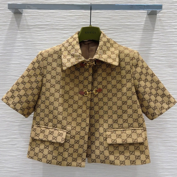 Gucci 2025 Short Jacket Camel and Ebony Polyester Fiber