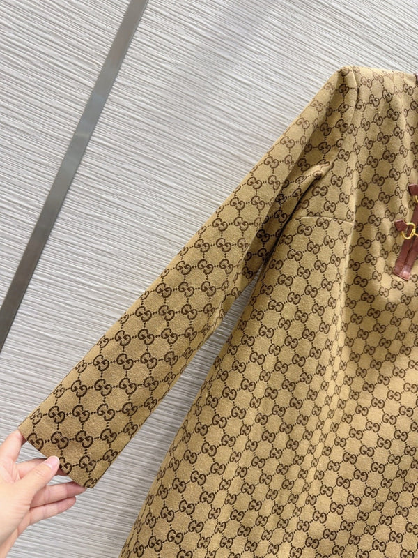 Gucci 2025 Dress Camel and Ebony Polyester Fiber