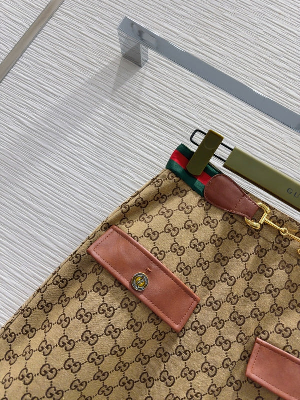 Gucci 2025 Long Skirt Camel and Ebony Polyester Fiber