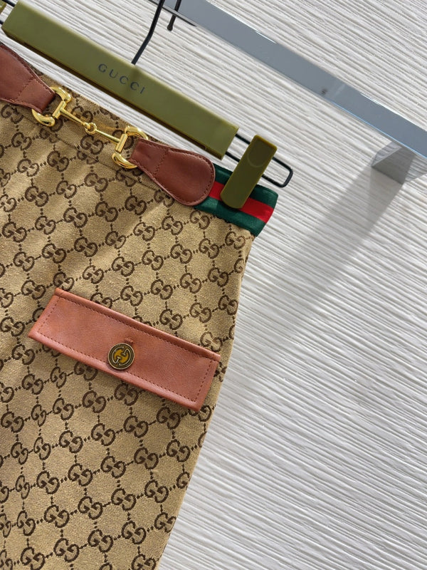 Gucci 2025 Long Skirt Camel and Ebony Polyester Fiber