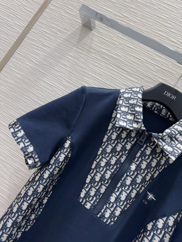 CD 25 Monogram Dress Bleu mix Beige Polyester
