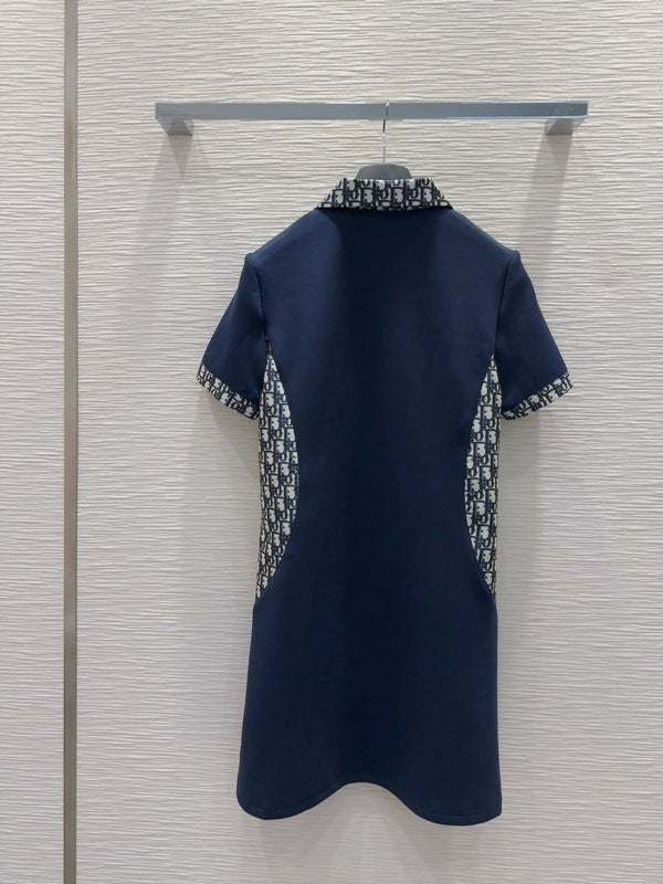 CD 25 Monogram Dress Bleu mix Beige Polyester