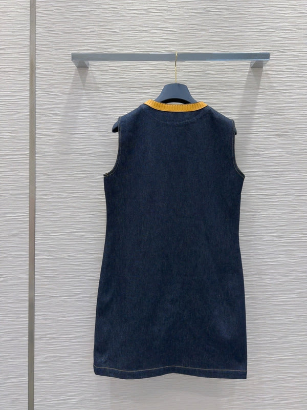 LV 25 Vest Dress Blue Mix Yellow Cotton