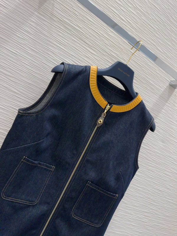 LV 25 Vest Dress Blue Mix Yellow Cotton