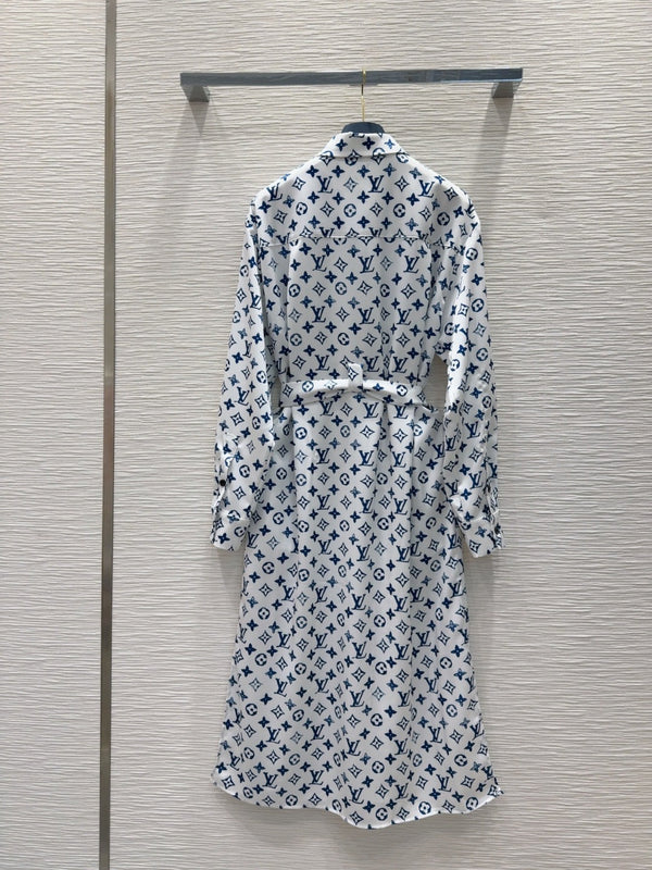 LV 25 Long Sleeve Dress Blue Polyester